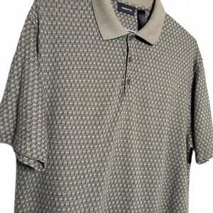 Vintage Retro Men's Polo‎ Shirt Brown Patterned Size Large